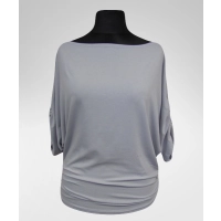 Tunika popielata z koronką na plecach i marszczeniami